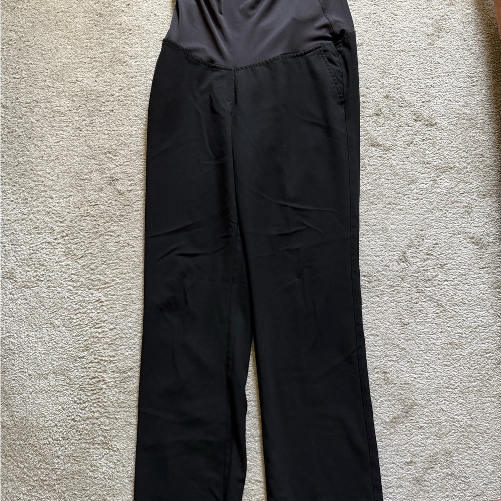 Black Straight Leg Maternity Pants with Comfort Waistband